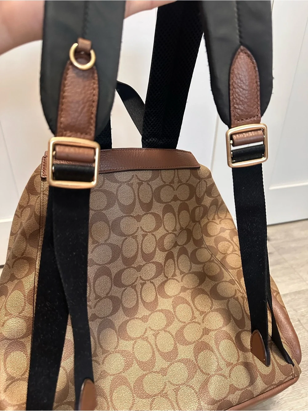 Coach Baby Backpack in Signature Canvas, Style CZ187 in Gold/Brown/Walnut